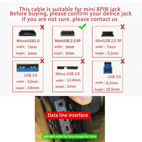 Replacement USB PC Camera Data Charging Cable for Panasonic Lumix DMC-ZS25 DMC-TZ35 DMC G7 ZS40 ZS50 and More