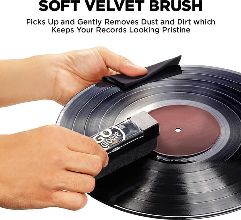 6-in-1 GOgroove Vinyl Record Cleaner Kit - Velvet Record Brush for Turntable Player, Silicone Roller, Stylus Brush