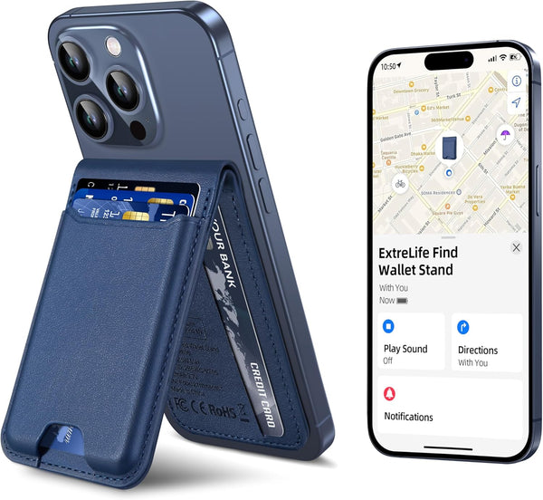 Magsafe Wallet for iPhone - Strongest Magnetic Wallet with Adjustable Stand, Works with Apple Find My, 6 Cards Holder,