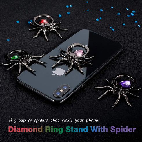 Allengel Spider Phone Ring Holder Stand, Animal Bling Finger Ring Grip, Diamond Kickstand for Smartphone - Pink