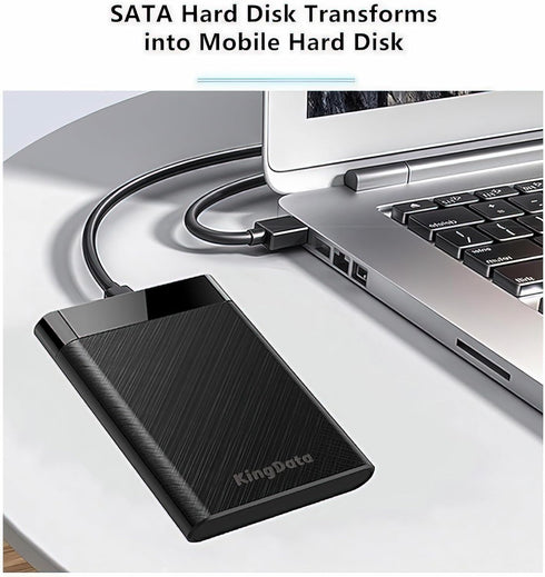 SSD HDD Hard Drive Enclosure, 2.5" SATA III USB 3.1 Caddy Case for Fast Data Transfer, Tool-Free, Black