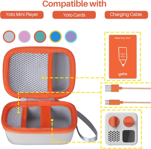 Hard Case for Yoto Mini Kids Audio Music Player, Children Speaker Plays Audiobook Cards Radio (Purple + Teal)