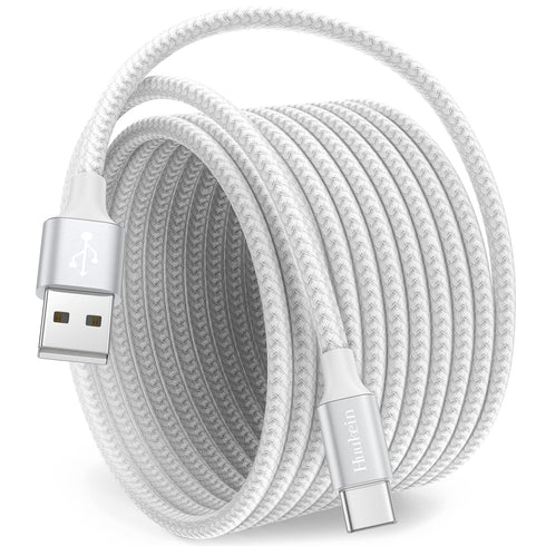 Long 10 ft White USB C Charger Cable, Fast Charging Braided Cord Compatible with iPhone 15 Pro Max Plus