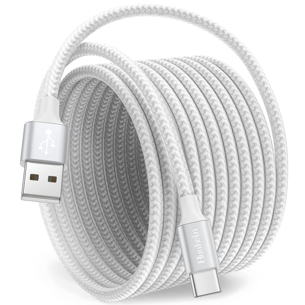 Long 10 ft White USB C Charger Cable, Fast Charging Braided Cord Compatible with iPhone 15 Pro Max Plus