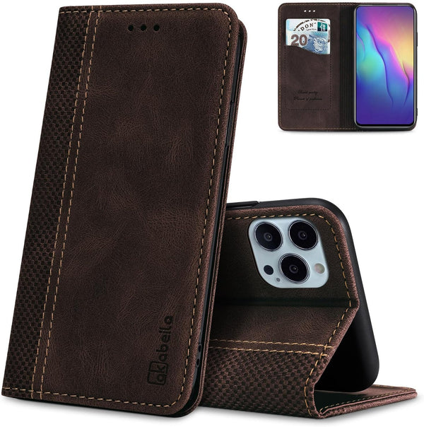 Motorola Moto G Stylus 5G (2024) Dark Brown PU Leather Flip Case: Protective Wallet, Stand Function, Card Slot,