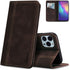 Motorola Moto G Stylus 5G (2024) Dark Brown PU Leather Flip Case: Protective Wallet, Stand Function, Card Slot,