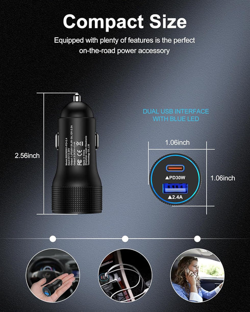 Pixel 9 8 Pro Fast Car Charger USB C Cigarette Lighter Adapter 5.4A, Compatible with Google 8/7a/7/7 Pro/6/6a/6 Pro