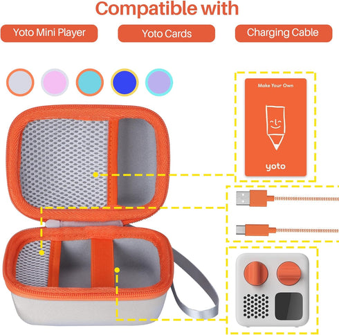 Hard Case for Yoto Mini Kids Audio Music Player - Compatible Children Speaker Plays Audiobook Cards Radio (Blue +