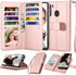 Njjex Wallet Case for Samsung Galaxy A21, 2020, Rose Gold, PU Leather with 9 Card Slots, Detachable Kickstand & Lanyard