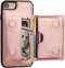 KIHUWEY Wallet Case for iPhone SE, iPhone 7/8, Premium Leather, Shockproof Cover, Rose Gold