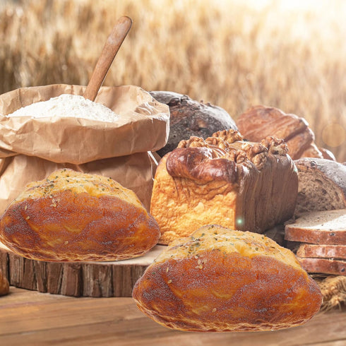 6. 1 3. 5 2. 7 Inch IMIKEYA Simulation Bread Model Faux Bread Loaf Prop, Artificial Round Bread Loaf for Home Decor