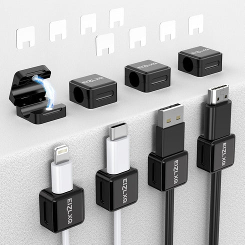 Magnetic Cord Organizer Holder, EIZLXQ 8 Pack Under Desk Cable Management, Adhesive Magnetic Cable Clips for Home