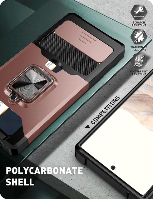Google Pixel 6 Case (Not for 6P), with Camera Cover & Kickstand, Impact-Resistant, Rose Gold