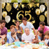 65th Birthday Black Gold Party Decoration, Large Fabric Sign Poster for 65th Anniversary Backdrop Banner, 72.8 x 43.3
