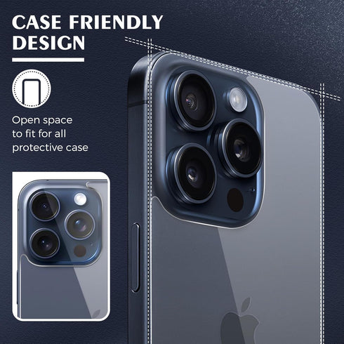 Beeyoka 3 Pack Screen Protector for iPhone 15 Pro Max, Front and Back Anti-Fingerprint Camera Protector for iPhone 15