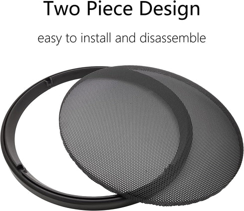 10" Speaker Grill Covers, Car Speaker Subwoofer Guard Protector, ABS Plastic Frame with Metal Mesh, Black (2 Pcs)