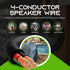 GearIT 14/4 Speaker Wire, 20 Feet 14AWG Gauge, Black 4-Conductors, OFC Oxygen-Free Copper