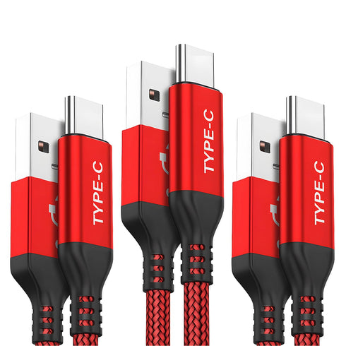 AkoaDa USB C Cable, 3-Pack (10ft+6.6ft+3.3ft) - 3.1A USB A to USB-C Fast Charger Nylon Braided Cord for iPhone 15/15