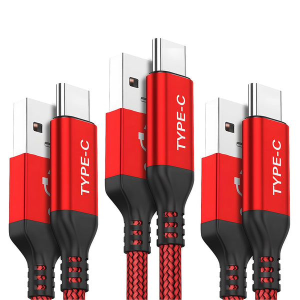 AkoaDa USB C Cable, 3-Pack (10ft+6.6ft+3.3ft) - 3.1A USB A to USB-C Fast Charger Nylon Braided Cord for iPhone 15/15