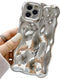 Case for iPhone 14 Pro Max, 3D Wave Bubble Shape Ripple Chrome Pattern Soft Bumper Glitter Shiny Cover (Silver)