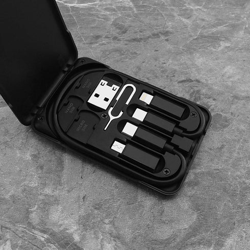 Multi-Function Universal Smart Adaptor Card Storage Box 28.5cm, Double Headed USB C Cable Micro-USB/Lightning/USB to