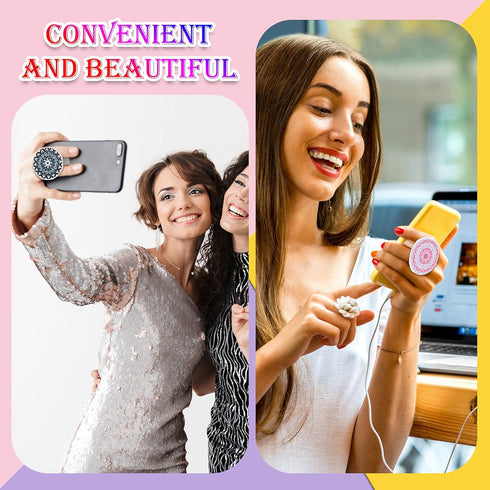9 Pieces Colorful Cell Phone Grip Holder, Collapsible Self-Adhesive Sublimation Holders for Smartphones and Tablets