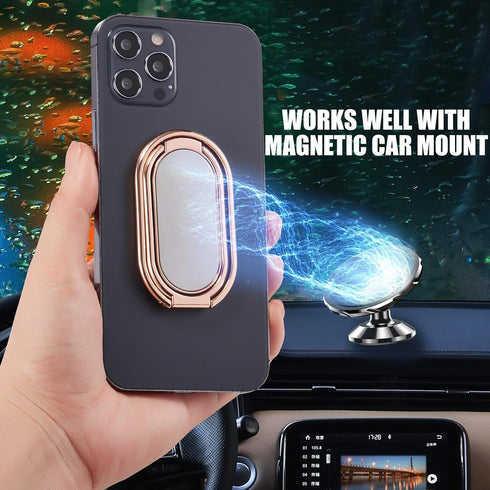 Phone Ring Holder Finger Kickstand, Foldable Cellphone Stand 360° Rotation Metal Ring Grip for Magnetic Mount