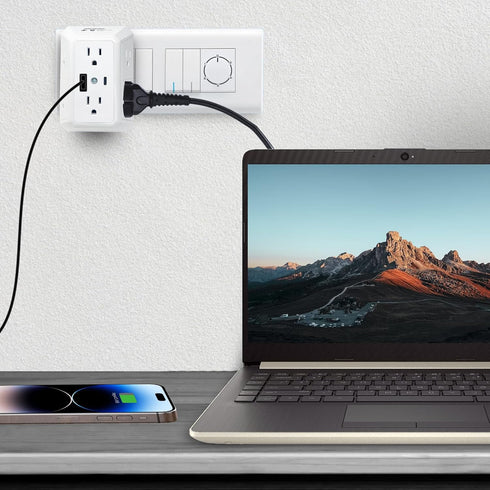 Rayovac Surge Protector with Night Light, 6 Outlets & 2 USB Ports A and USB C, ETL Certified Adapter for Home, School,