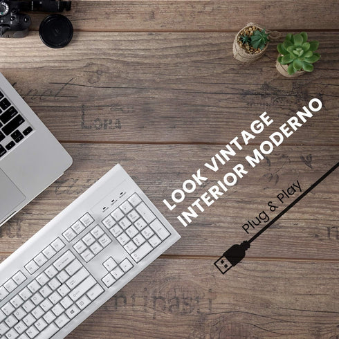 Perixx PERIBOARD-106 USB Keyboard – Full-Size with Numeric Keys, High Performance, Black, QWERTY Spanish