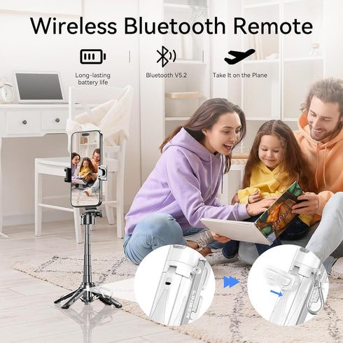 Linber 3-in-1 2 Portable Selfie Stick Tripod with Dual Fill Lights & Bluetooth Remote Pocket Size Phone Tripod