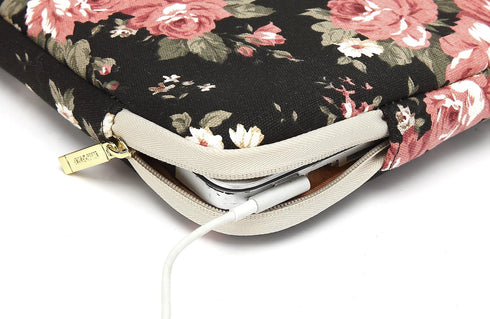 kayond Water-Resistant Canvas 14.1 Inch Laptop Sleeve - Black C Rose
