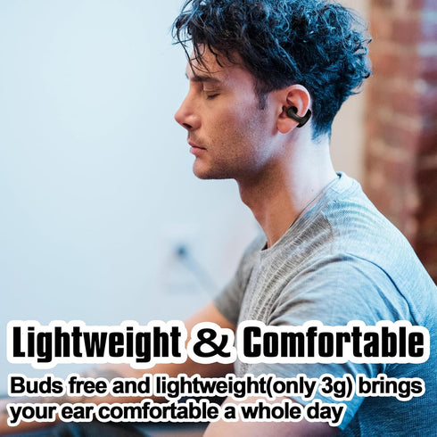 Open Ear Earbuds, Wireless Bluetooth 5.3 Clip-on Headphones, 40H Playtime for Workouts Running