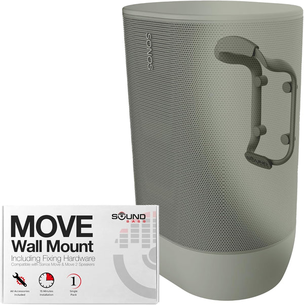 SOUND BASS Move Speaker Wall Mount Bracket, Weatherproof, Compatible with Sonos Move & Move 2, Includes Mounting