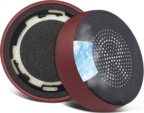 SOULWIT Cooling Gel Earpads Replacement for Jabra Evolve 75, Stereo Wireless Bluetooth Headset, Burgundy