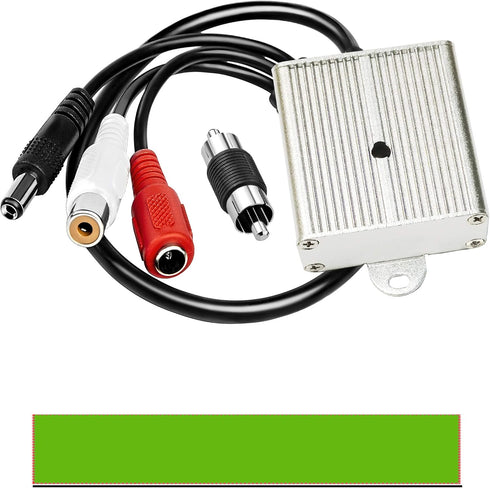 CCTV Microphone Audio Outdoor Security Gift - RCA Tiny Surveillance Mic, High Sensitive Preamp, Waterproof Metal Case