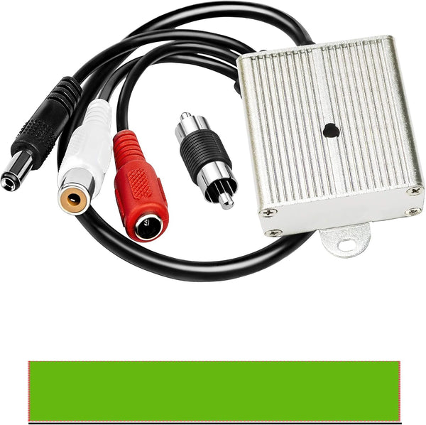 CCTV Microphone Audio Outdoor Security Gift - RCA Tiny Surveillance Mic, High Sensitive Preamp, Waterproof Metal Case