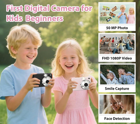YingCheng 50MP 1080P, 16X Digital Camera, Kids Cameras for FHD Digital Point and Shoot Camera with Zoom Anti Shake