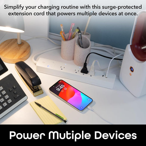 Geeni Smart Multi Outlet Plug, 4 Outlet Wall Plug Plus 2 USB Ports, Surge Protector with 6 Ft Cord, WiFi Control, Alexa
