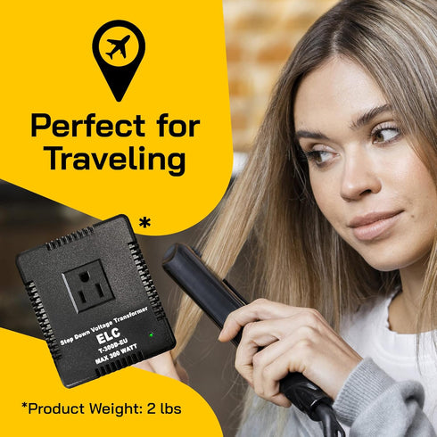 ELC 300-Watt Voltage Converter - Step Down - 220v to 110v / 240v to 120v Travel Power Converter for Hair Straightener,