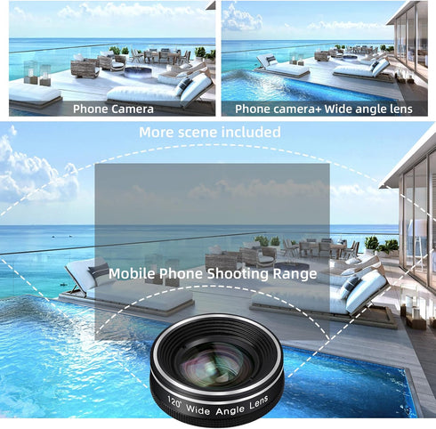 Phone Camera Lens, 198 Fisheye Lens + 120 Super Wide-Angle Lens + 20x Macro Lenses Camera Photography Accessories Kit