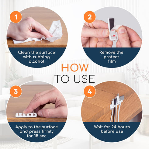 GLUIT Adhesive Desktop Cable Organizer, Versatile Cord Holders and Clips for Desk Accessories, White 5 Pack
