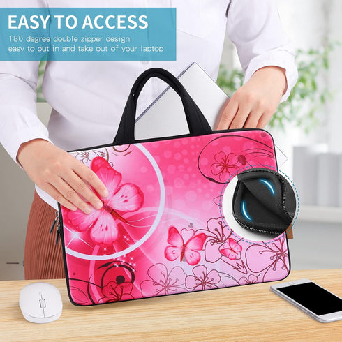 icolor Laptop Handle Bag for 14 15 15.4 15.6 inch, Neoprene Sleeve Pouch for Dell, Lenovo, Toshiba, HP, ASUS (Pink)