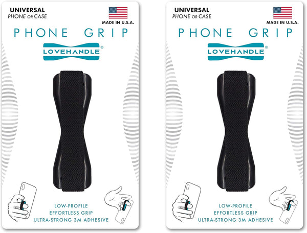 LOVEHANDLE Universal Grip for Most Smartphones, Mini Tablets and Cases, Black Elastic Strap