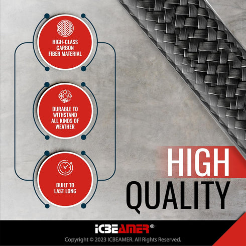 ICBEAMER 3" 76 mm Short Automotive Antenna, Carbon Fiber Polished Finish & Red Aluminum, Universal Fit for Car, Truck,