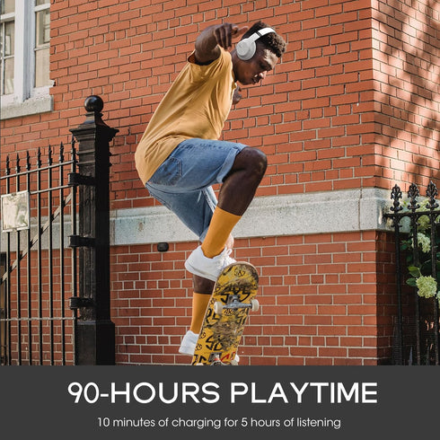 90H 3 DOQAUS Bluetooth Headphones Over Ear, Playtime, EQ Modes, HiFi Audio, ENC Mic, Reinforced Durable Frame & Soft