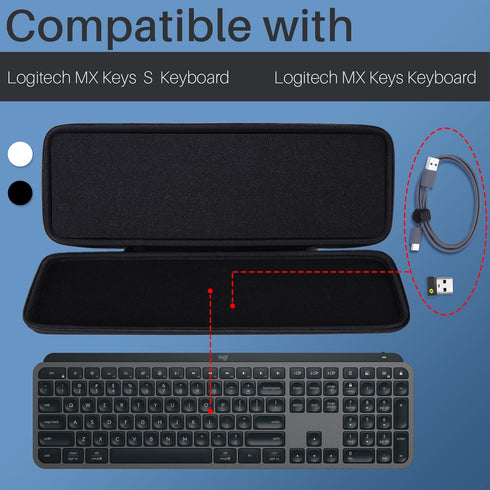 Hard Carry Case for Logitech MX Keys S or MX Keys Advanced Wireless Keyboard (Graphite)