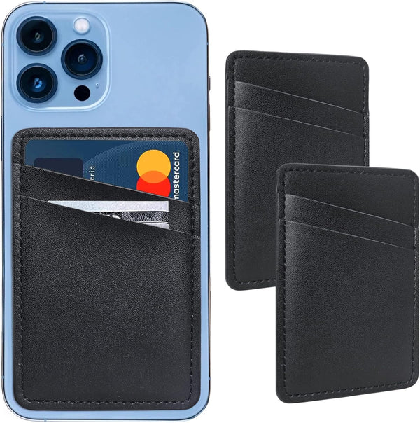 Phone Card Holder for Back of Phone, Leather Phone Wallet Stick On, Credit Card Holder for Phone Case Compatible with