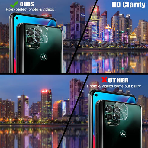 TQLGY 3 Pack Ultra HD Tempered Glass Screen Protector for Motorola Moto G Stylus 5G 2021 + Camera Lens Protectors.