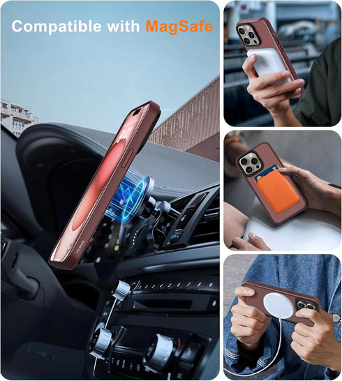 iPhone 15 Pro Max Case - Strong Magnetic Maroon, Military Grade Drop Tested, Compatible with MagSafe, Slim Frosted 6.7"