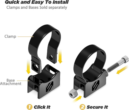 Scosche PSC21010 Black BaseClamp 1.85” Tube Clamp for ATV's UTV's and Side x Sides
